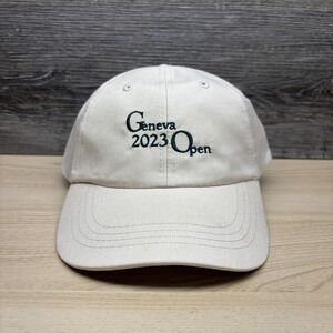 Geneva Open Hat Cap Strap Back Mens One Size Beige Tennis Tournament